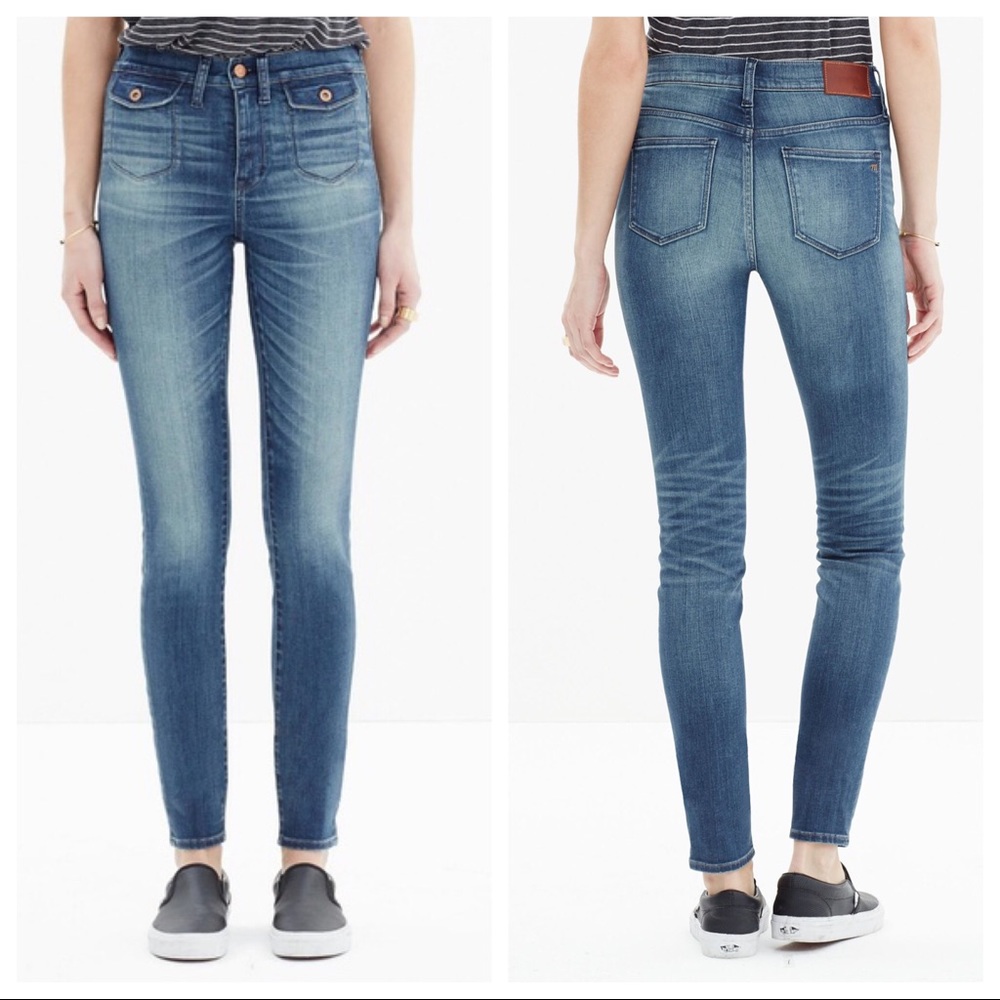 ⭐️ Madewell High Riser Skinny Crop Jeans Patch Pockets 28